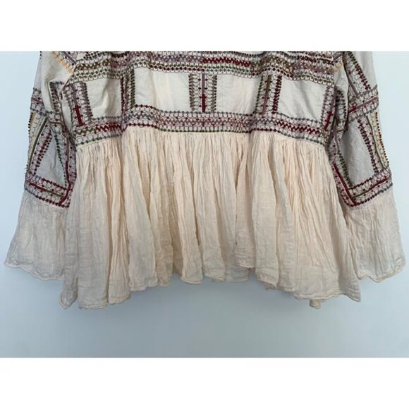 Rancho Estancia Women's Tie-Front Cardigan Blouse Embroidered Beaded Gauzy Sze L - Picture 8 of 12